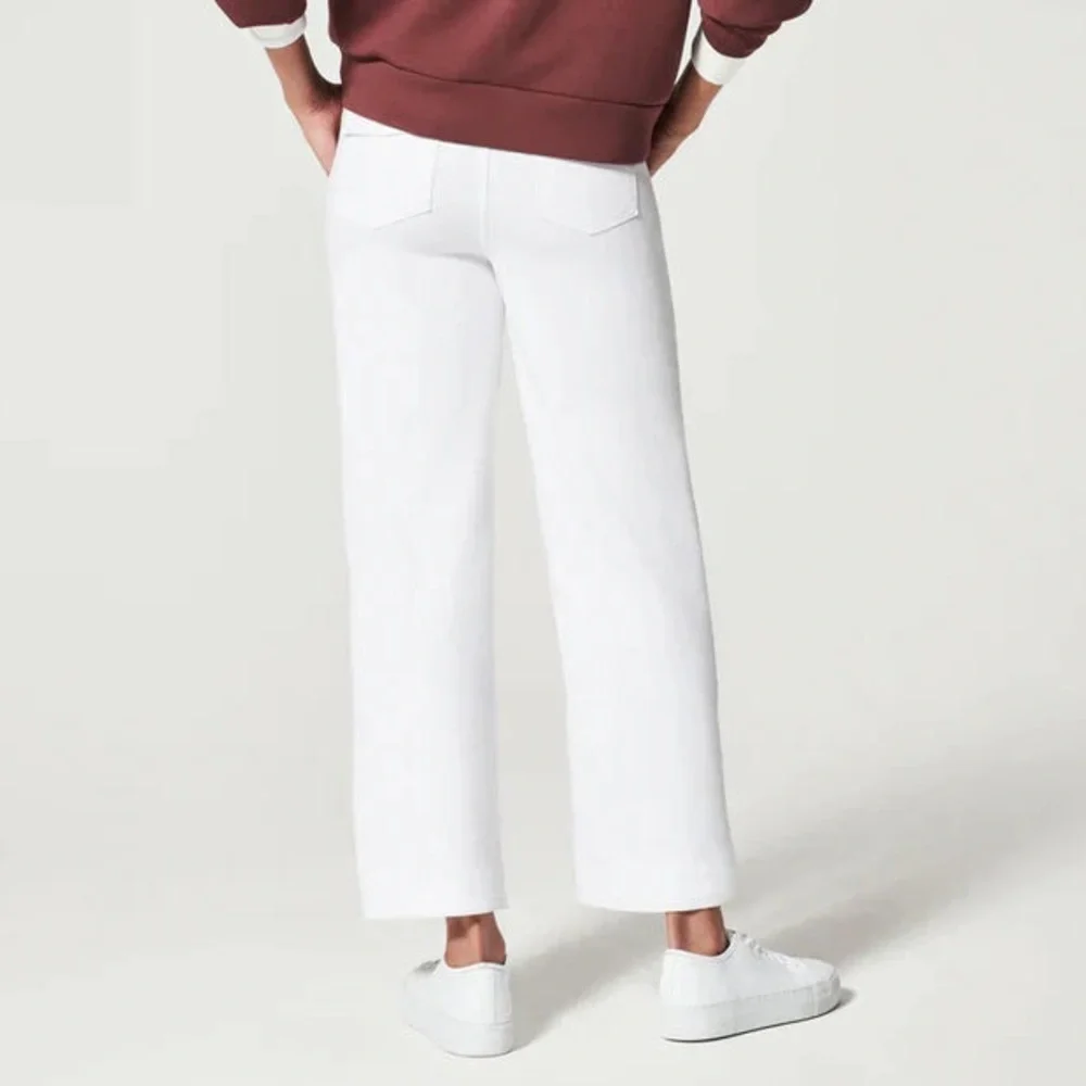 Spanx white wide leg stretch twill cropped pants - Small Petite - Picture 2 of 6